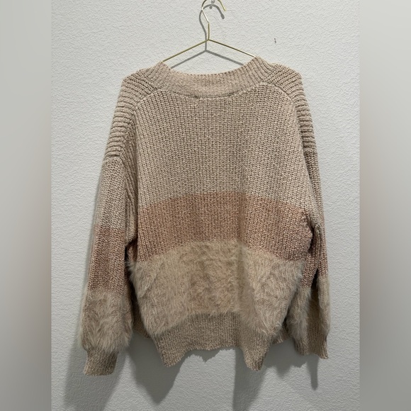 Anthropologie The Impeccible Pig colorblock Cream Knit cardigan Sweater - Picture 5 of 5